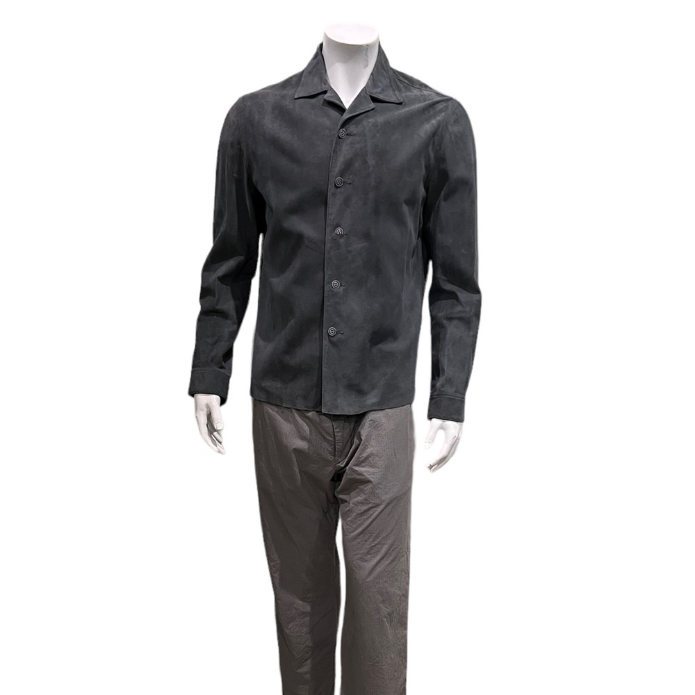John Varvatos Mens Grey Simo Suede Shirt Jacket